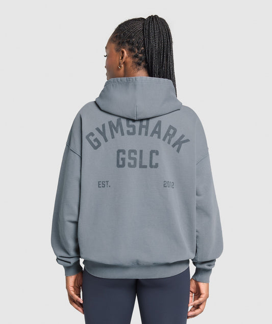 Gymshark GSLC Graphic Oversized Hoodie - Iron Blue