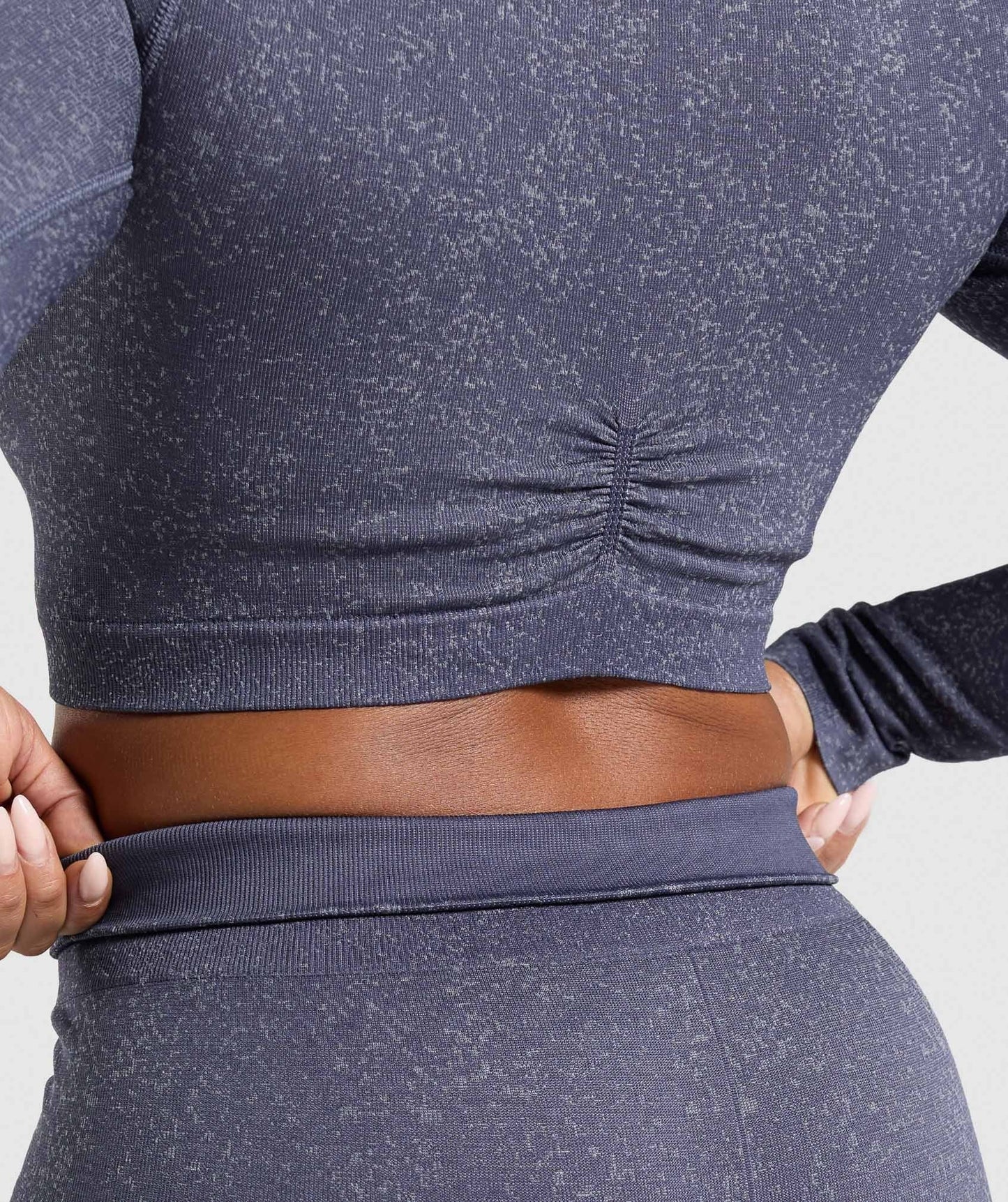 Gymshark Adapt Fleck Seamless Long Sleeve Crop Top - Weighted Purple/Metal Purple