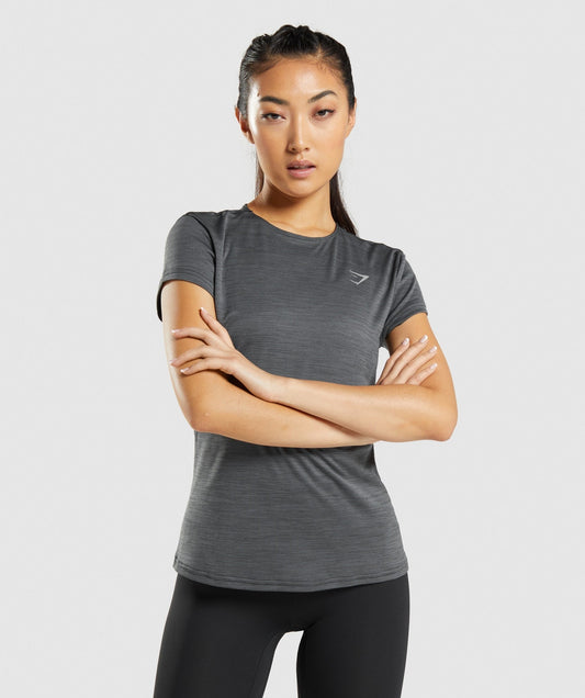 Gymshark Speed T-Shirt - Black/Charcoal Marl