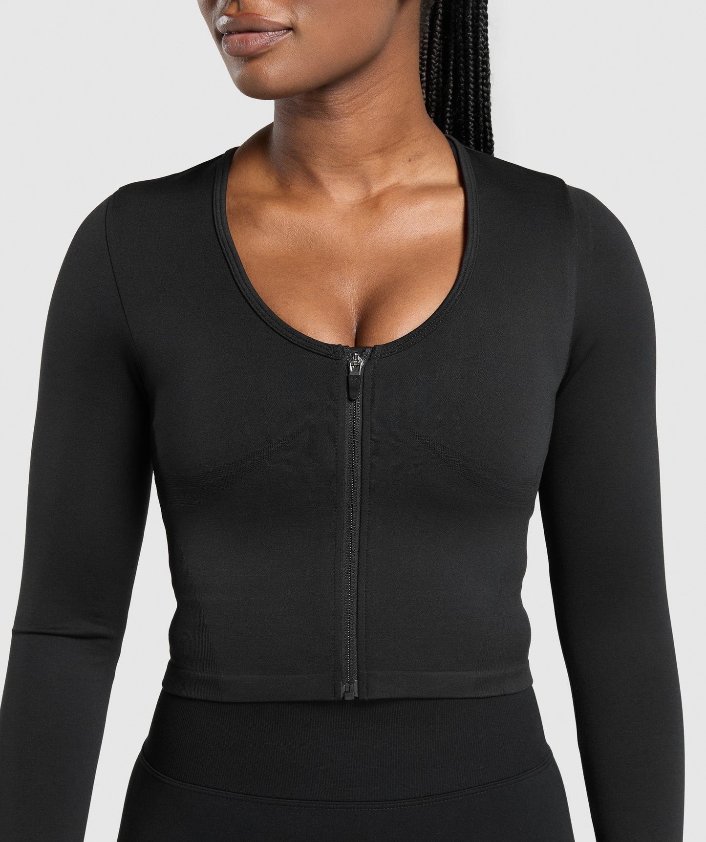 Gymshark Lift Seamless Zip Up Jacket - Black/Black Marl