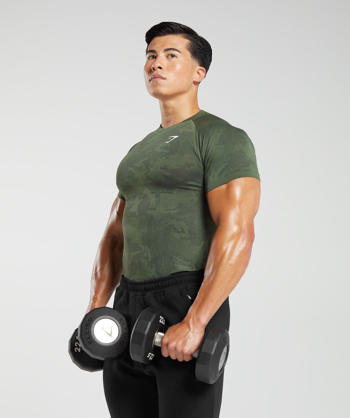 Gymshark Geo Seamless T-Shirt - Core Olive/Black