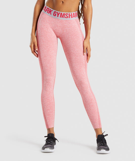 Gymshark Flex Low Rise Leggings - Red Marl/Light Grey