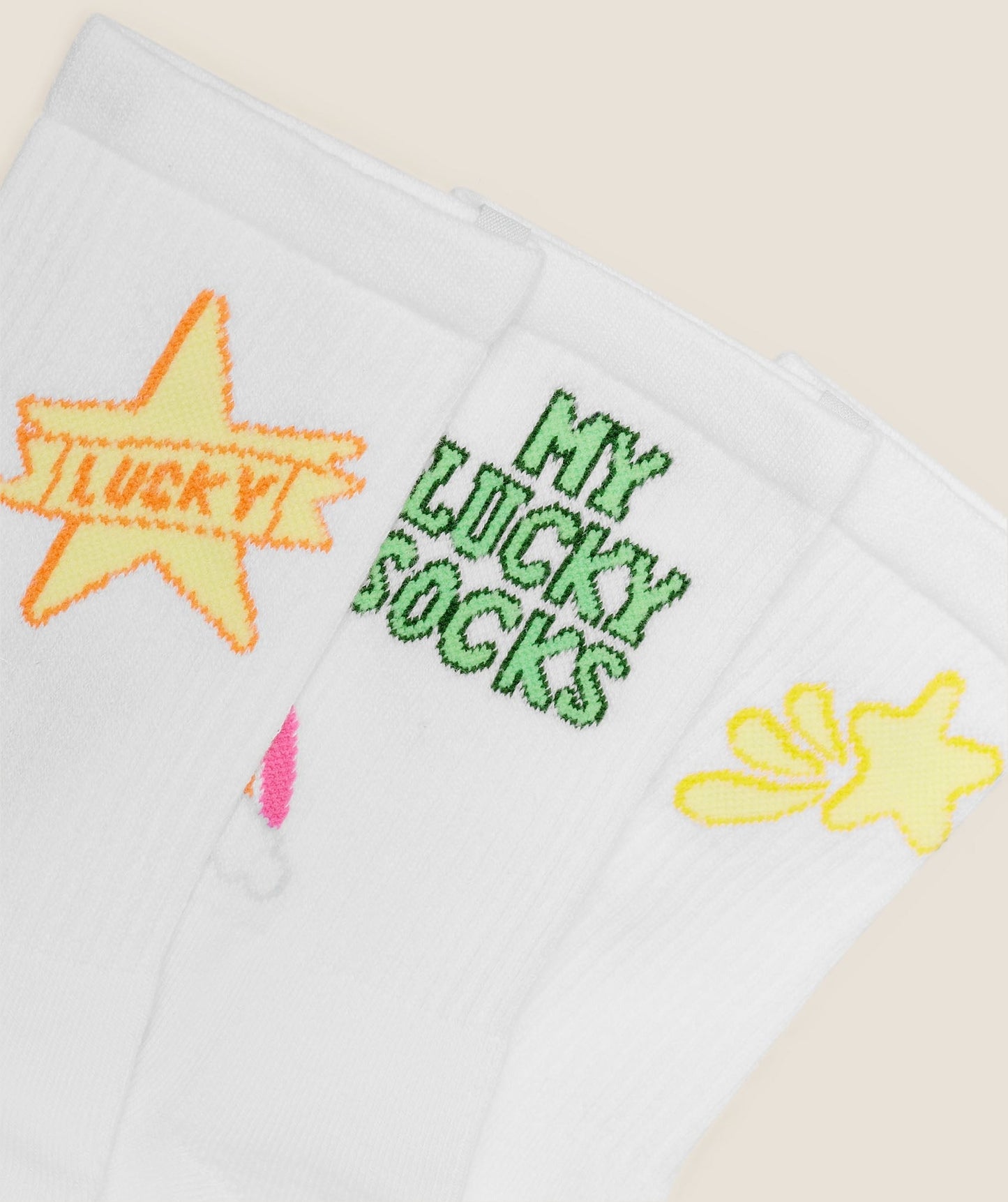 Gymshark Lucky Graphic Crew Socks 3pk - White