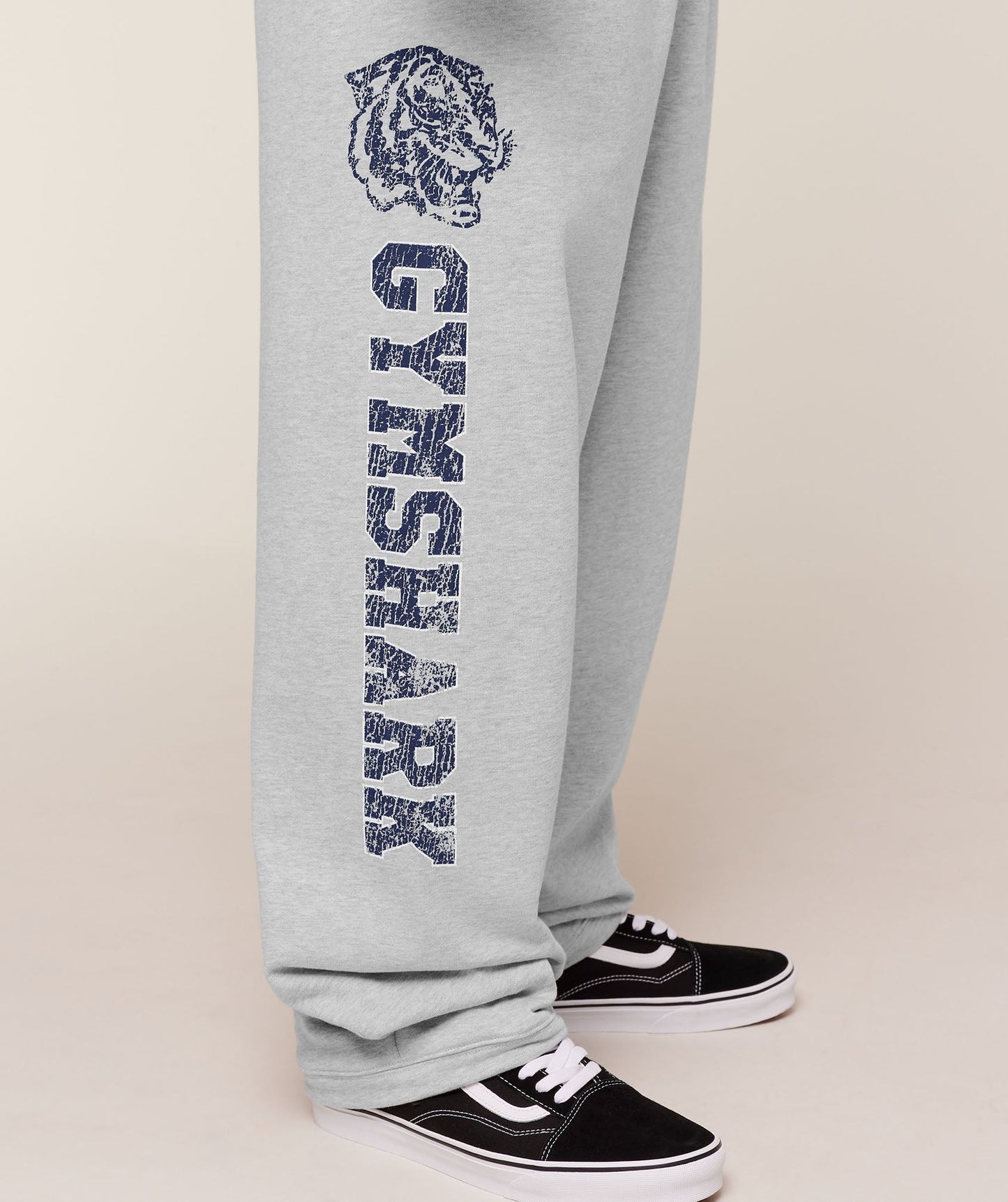 Gymshark Retro Collegiate Graphic Wide Leg Pants - Bros Soft Grey Marl