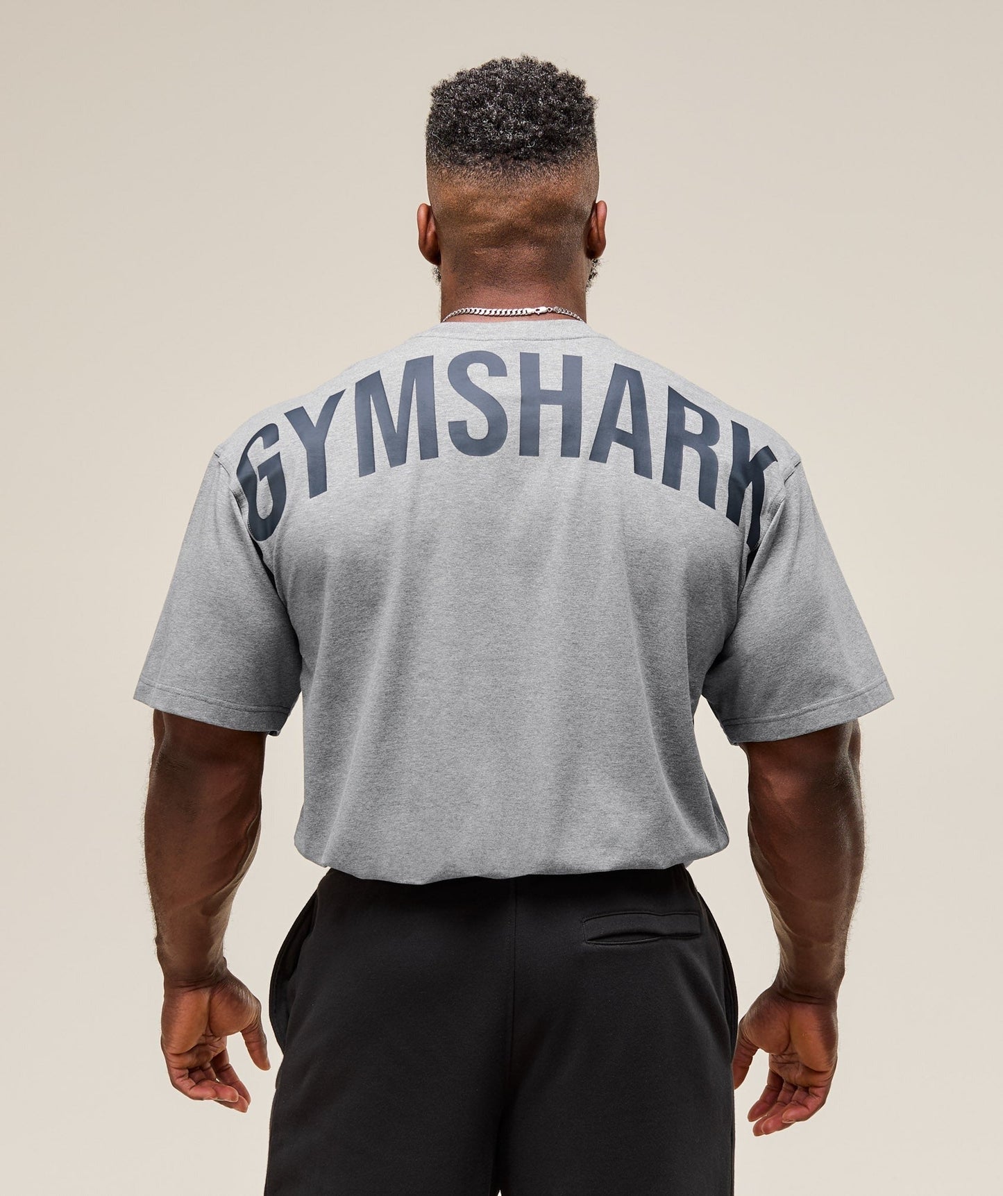 Gymshark Power T-Shirt - Charcoal Core Marl/Heavy Blue