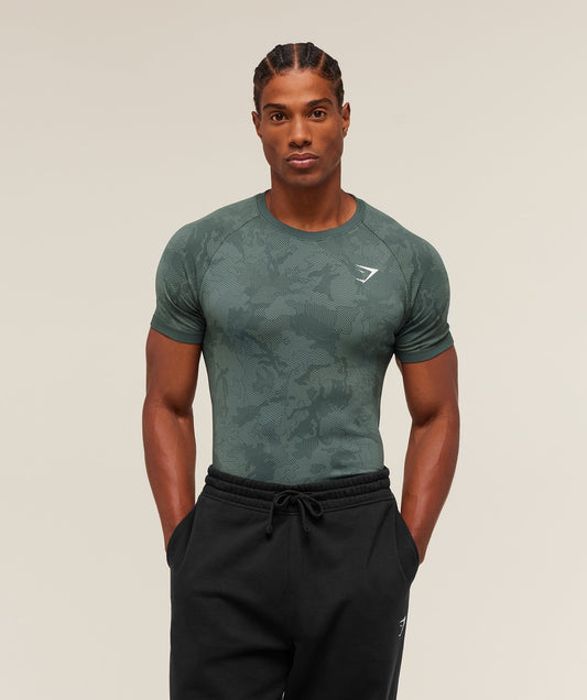 Gymshark Geo Seamless T-Shirt - Slate Teal/Denim Grey