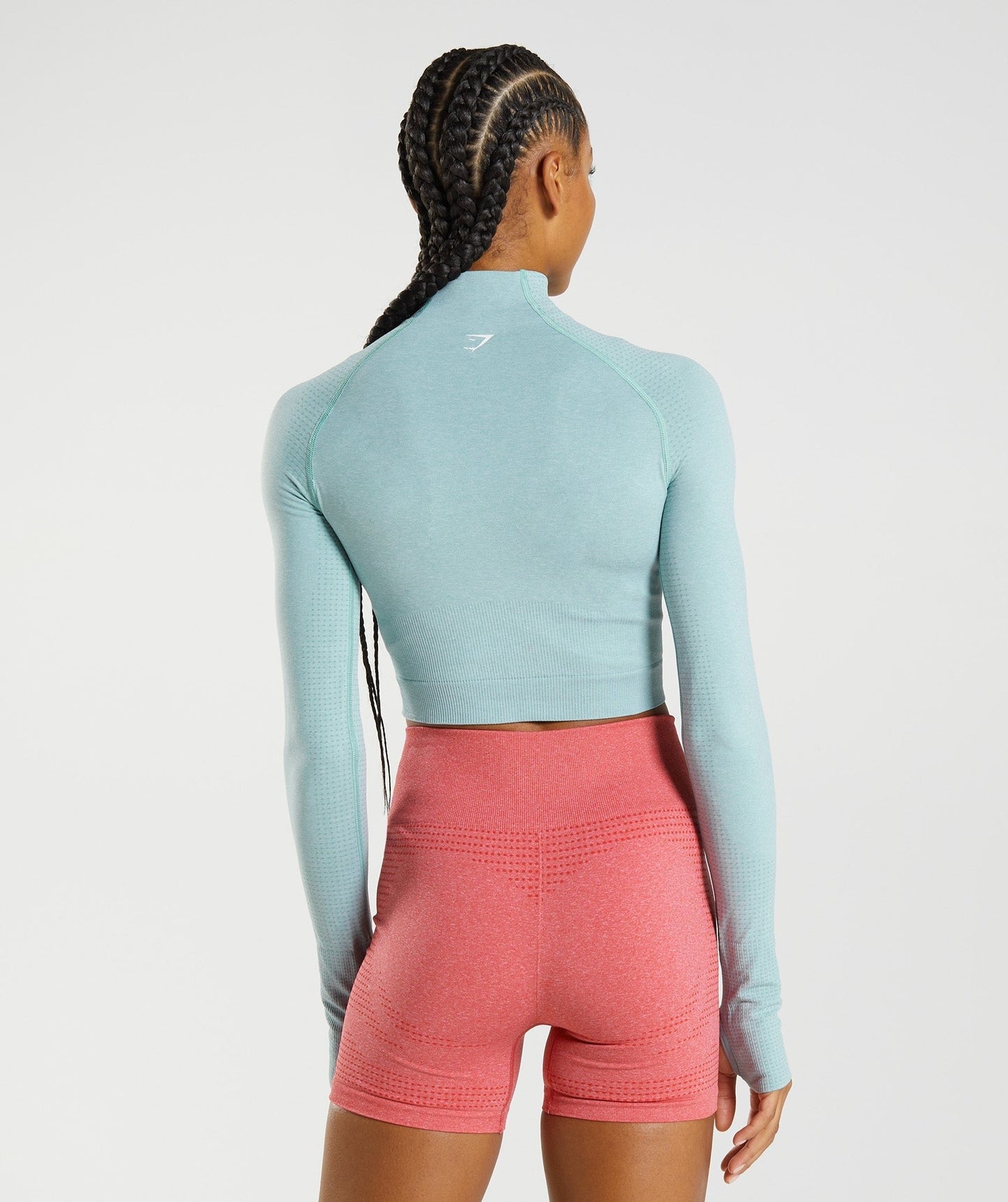 Gymshark Vital High Neck Midi Top - Pearl Blue Marl