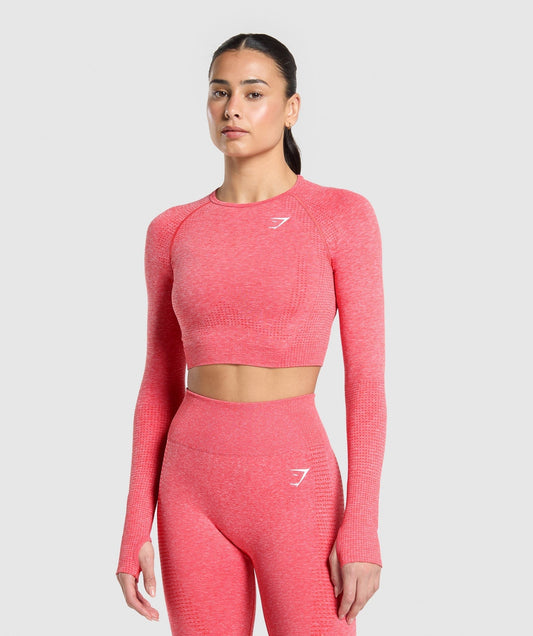 Gymshark Vital Crop Top - Coral Red/Marl