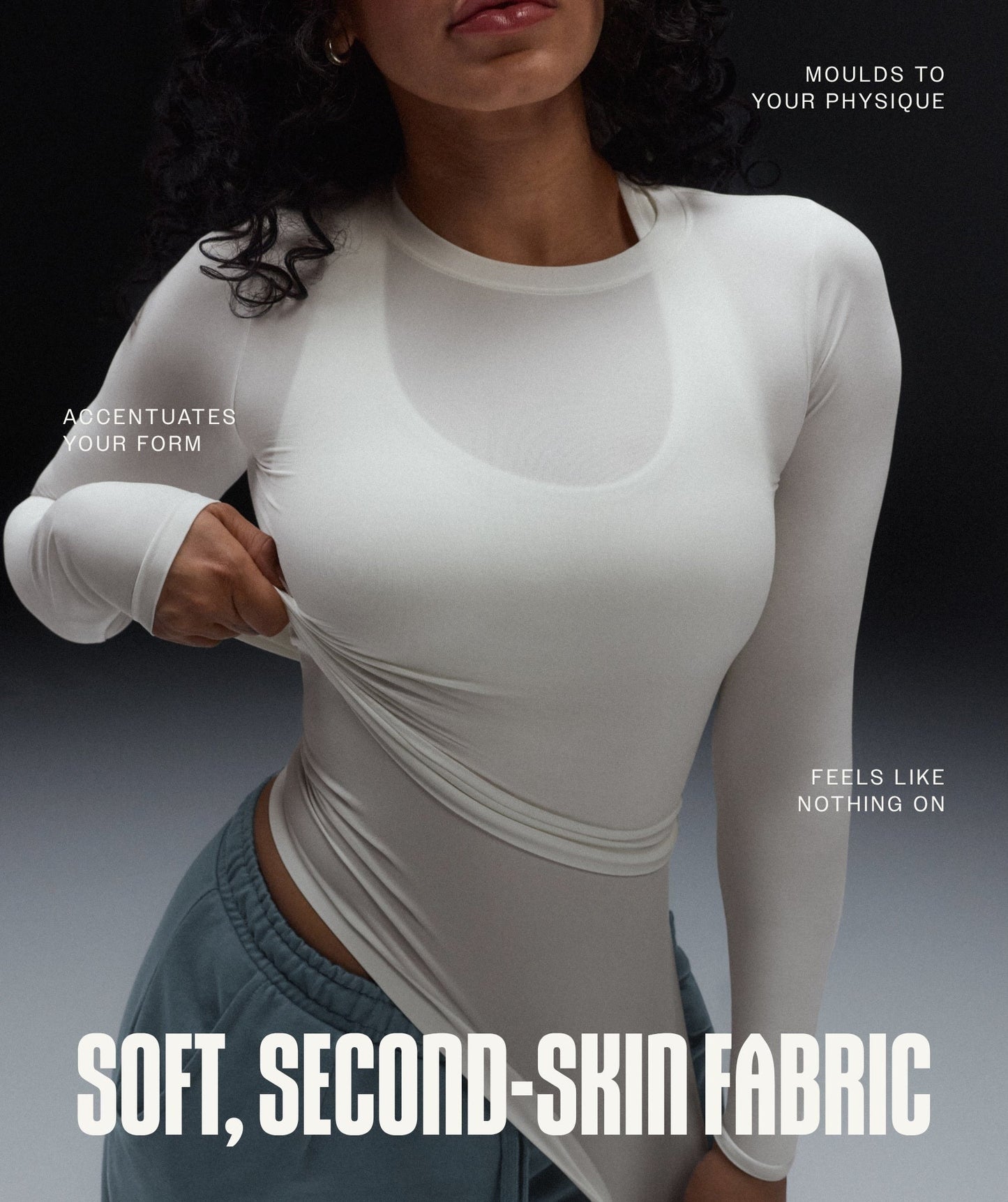 Gymshark FeatherForm Long Sleeve T-Shirt - Soft White