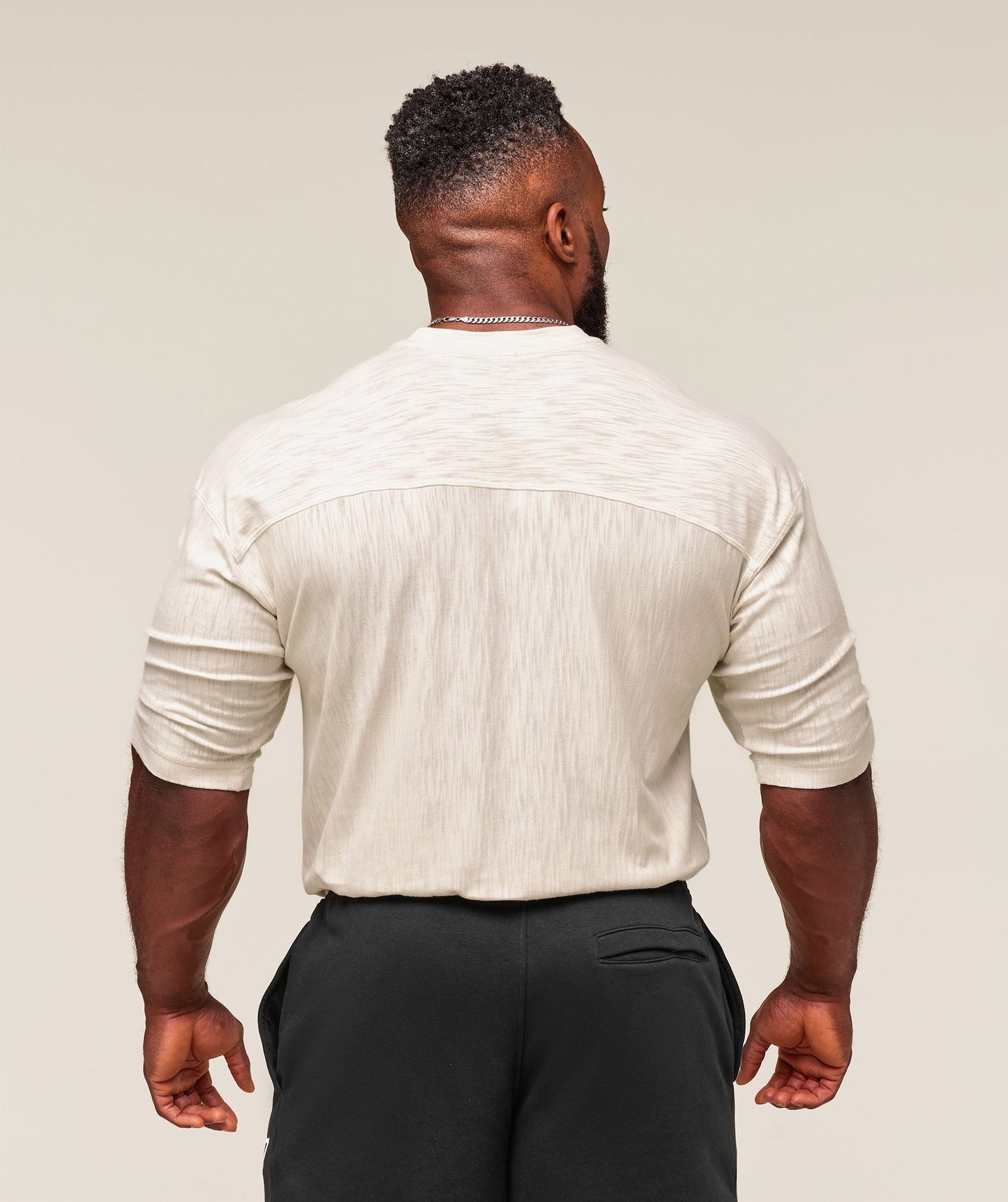 Gymshark Lightweight Slub Textured 3/4 Henley - Oat White