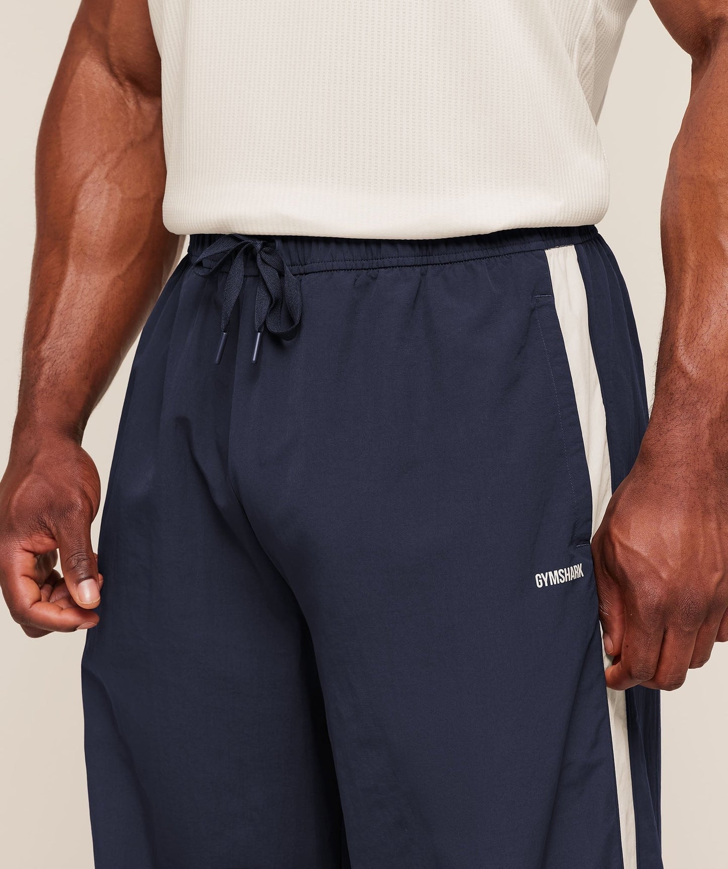 Gymshark Retro Collegiate Track Pants - Heavy Blue/Tinted White