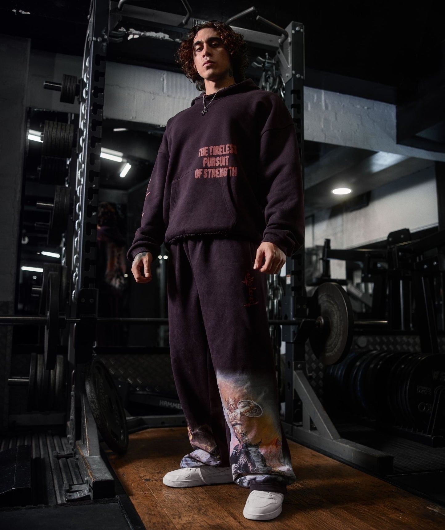 Gymshark Power x Frazetta Graphic Hoodie - Asphalt Grey/Plum Brown