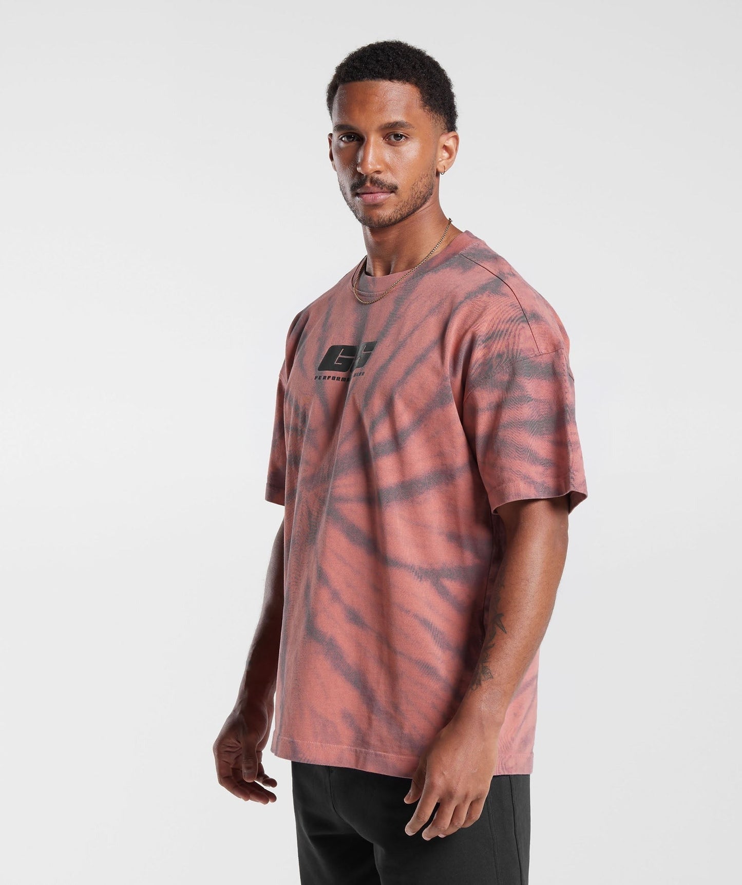 Gymshark Rest Day T-Shirt - Terracotta Pink/Dusty Maroon/Spiral Optic Wash