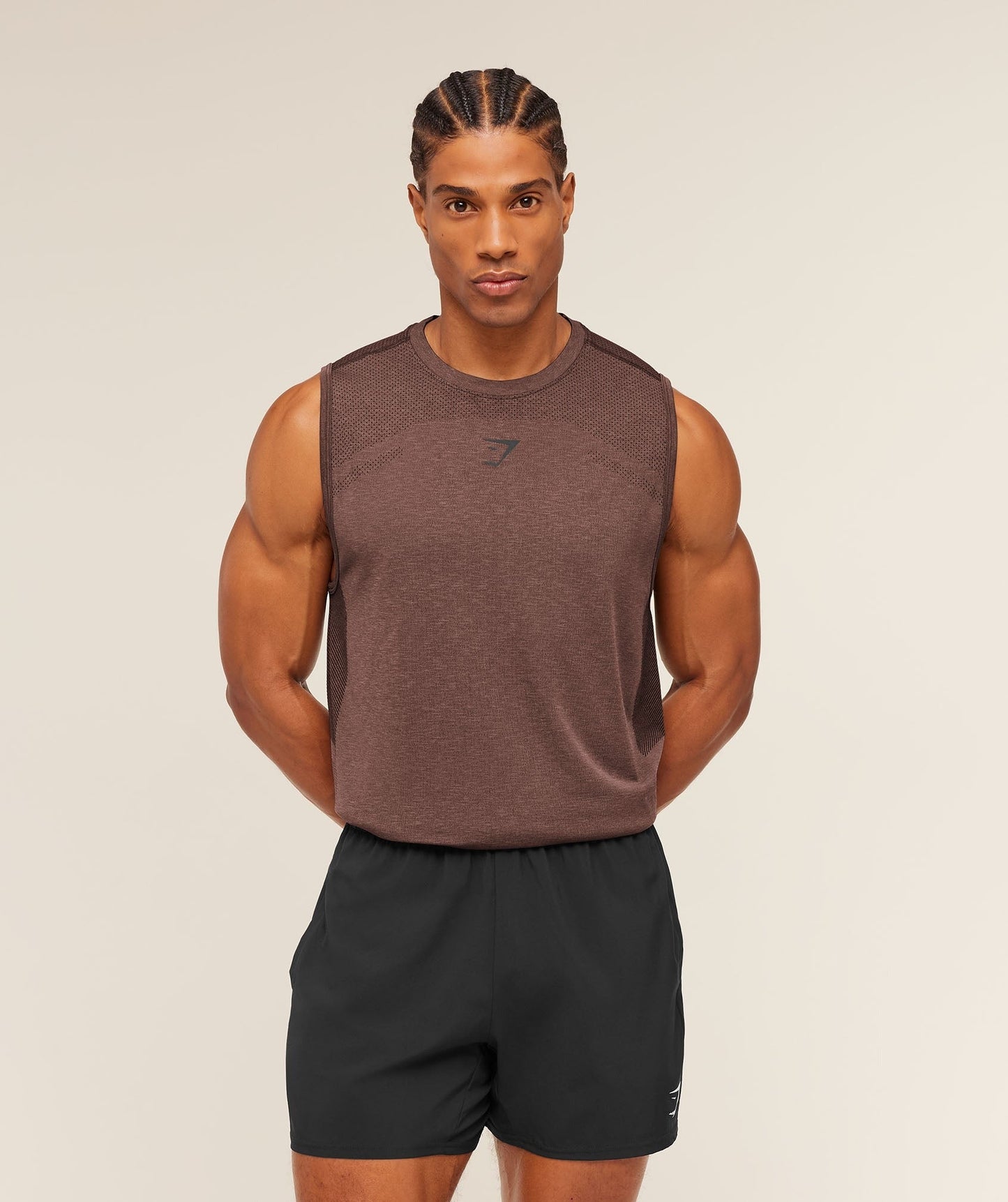 Gymshark Lightweight Seamless Tank - Soft Brown/Marl