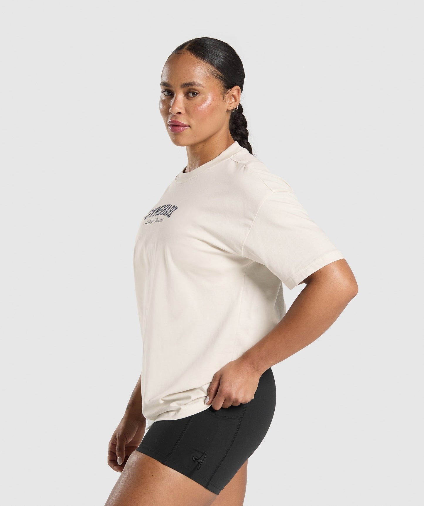 Gymshark Lifting Essentials Graphic Oversized T-Shirt - Oat White