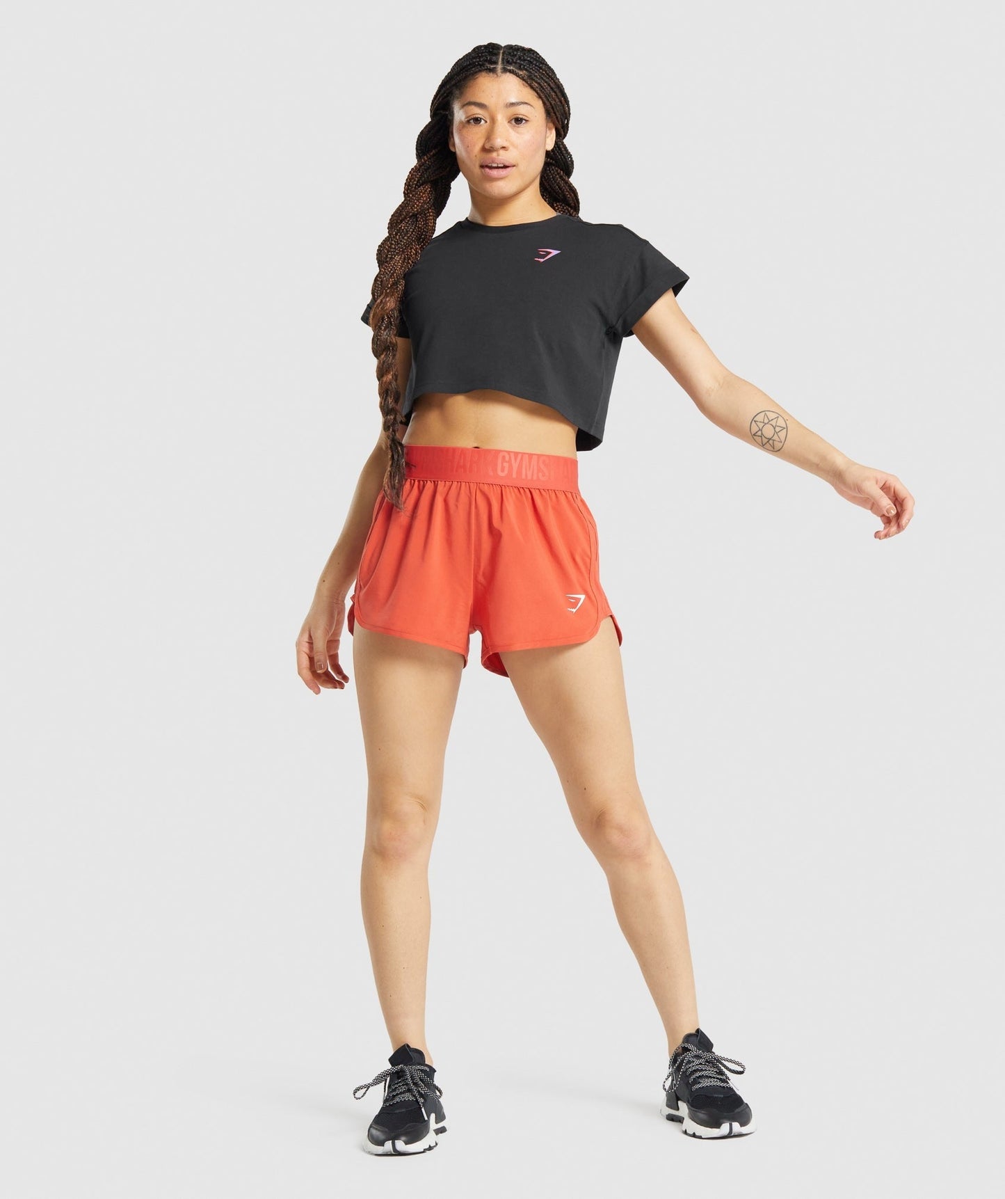 Gymshark Pre-Workout Graphic Crop Tee - Black