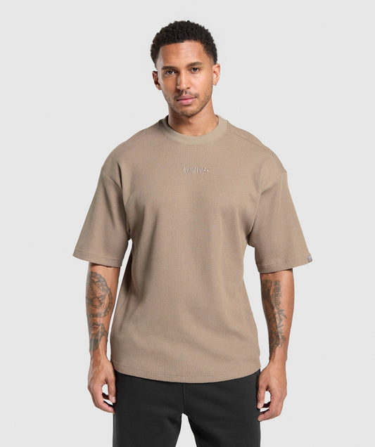 Gymshark Waffle Oversized T-Shirt - Lifestyle Brown