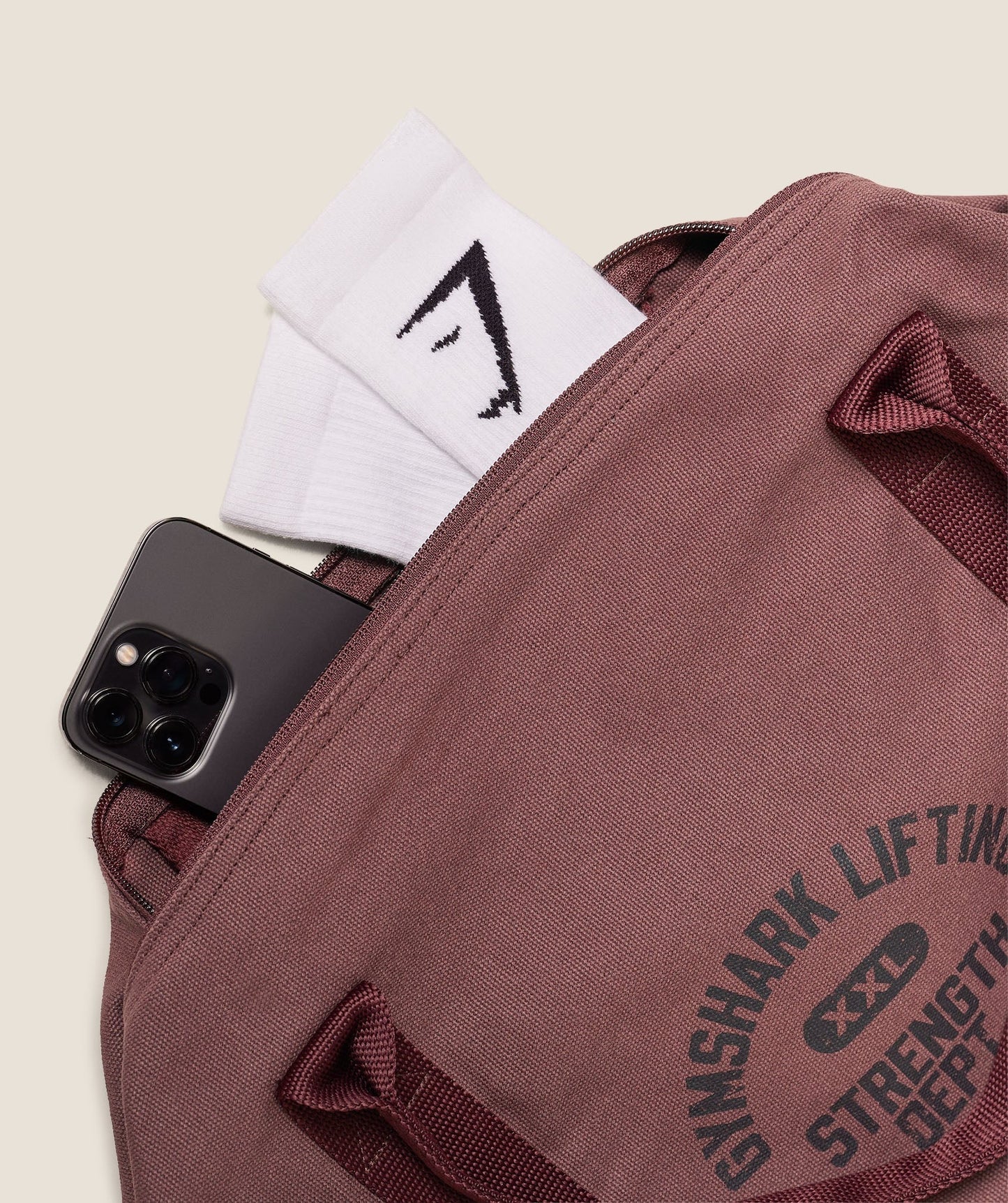 Gymshark Strength Dept Canvas Duffle Bag - Burgundy Brown
