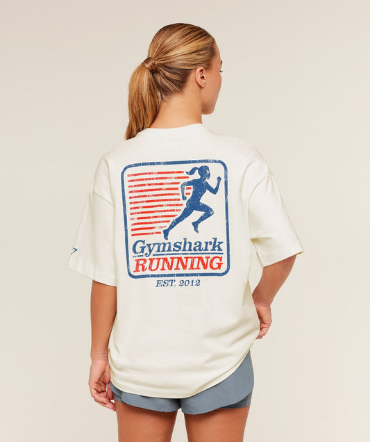 Gymshark Run Club Graphic Short Sleeve T-Shirt - GS Soft White
