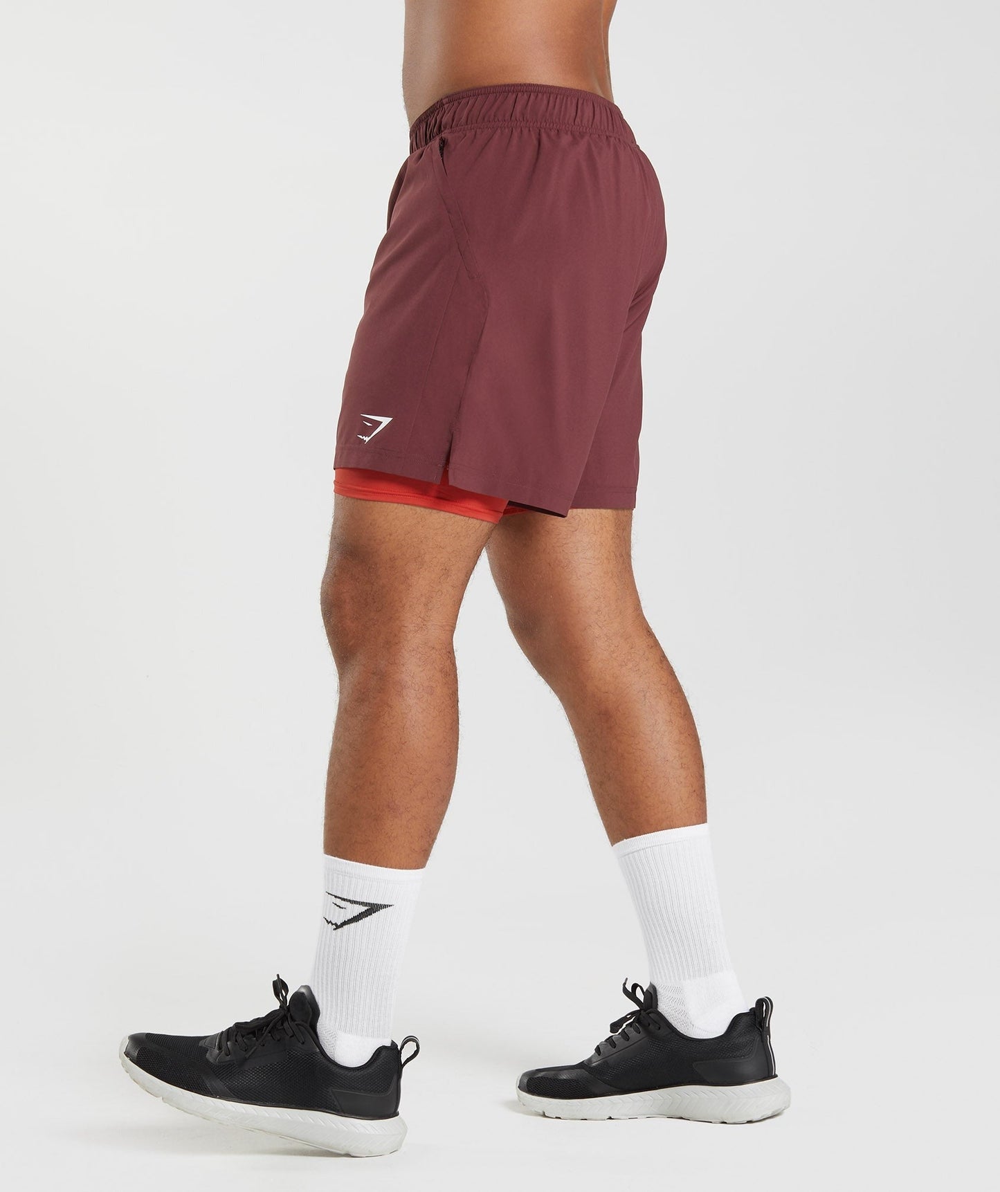 Gymshark Sport 7" 2 in 1 Short - Baked Maroon/Salsa Red
