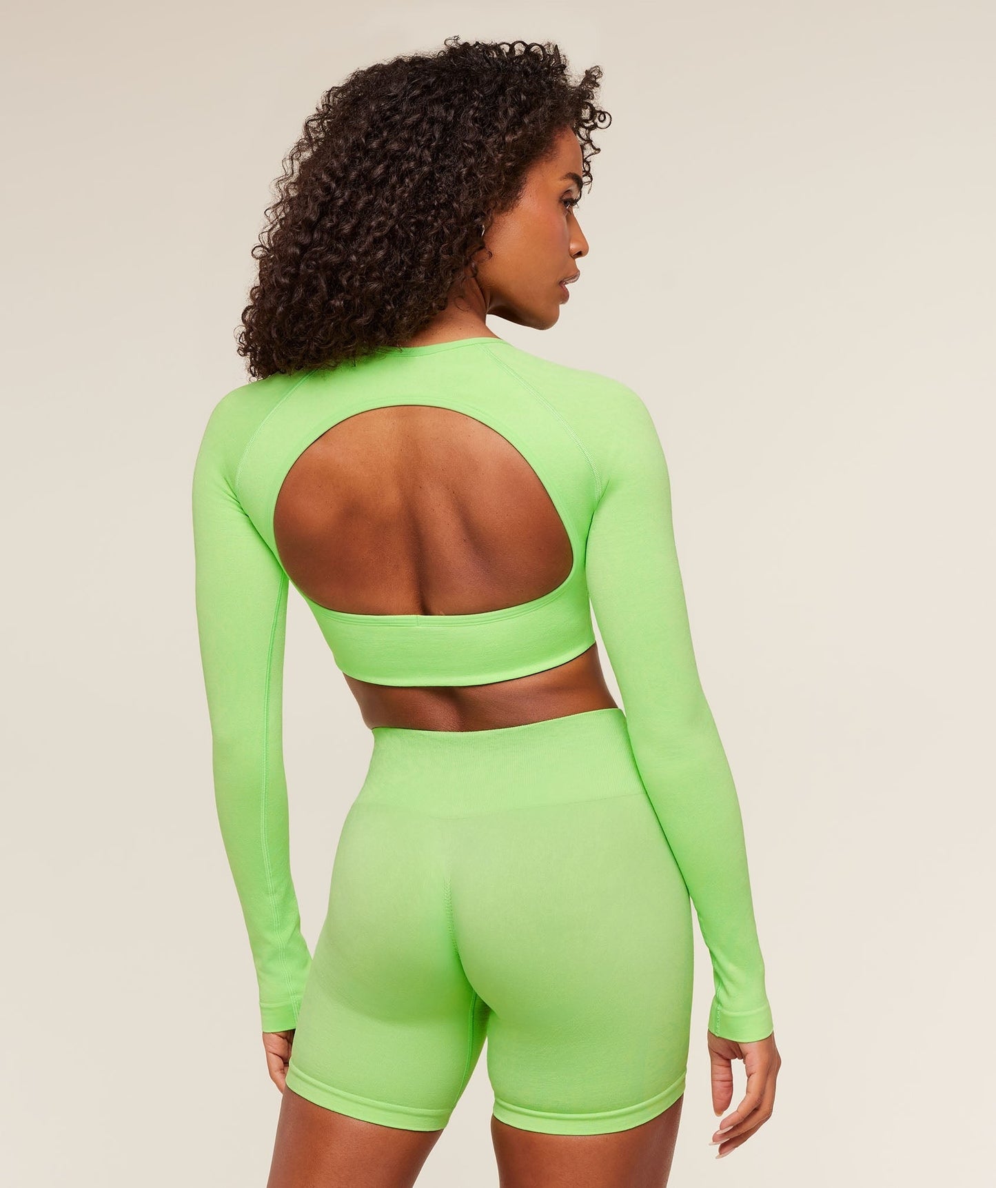 Gymshark Adapt Animal X Whitney Long Sleeve Crop Top - Energy Gelato Green / Sorbet Yellow
