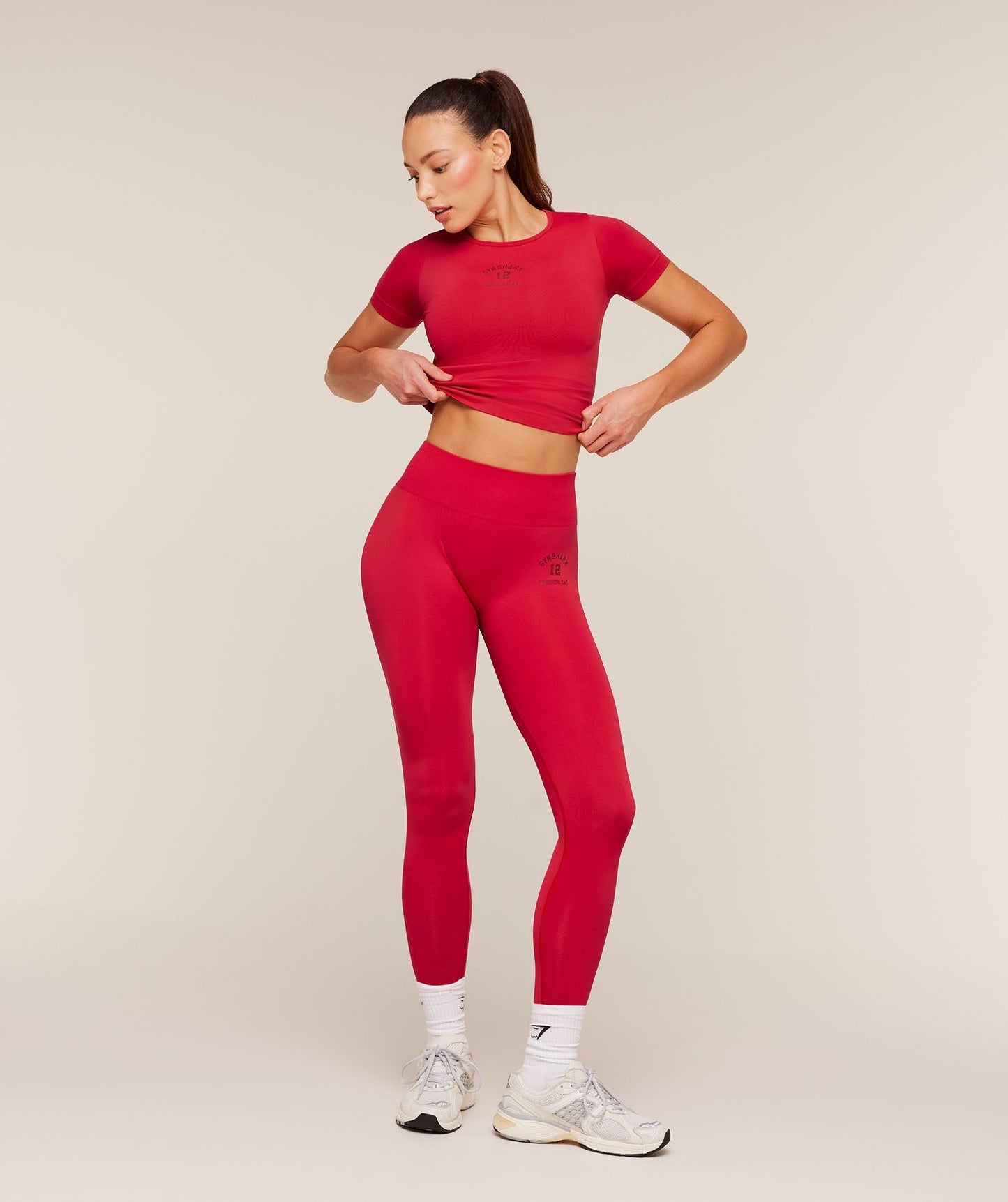 Gymshark Everyday Seamless Graphic Short Sleeve Top - Conditioning Red