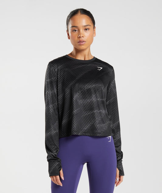 Gymshark Sport Printed Long Sleeve T-Shirt - Black Print