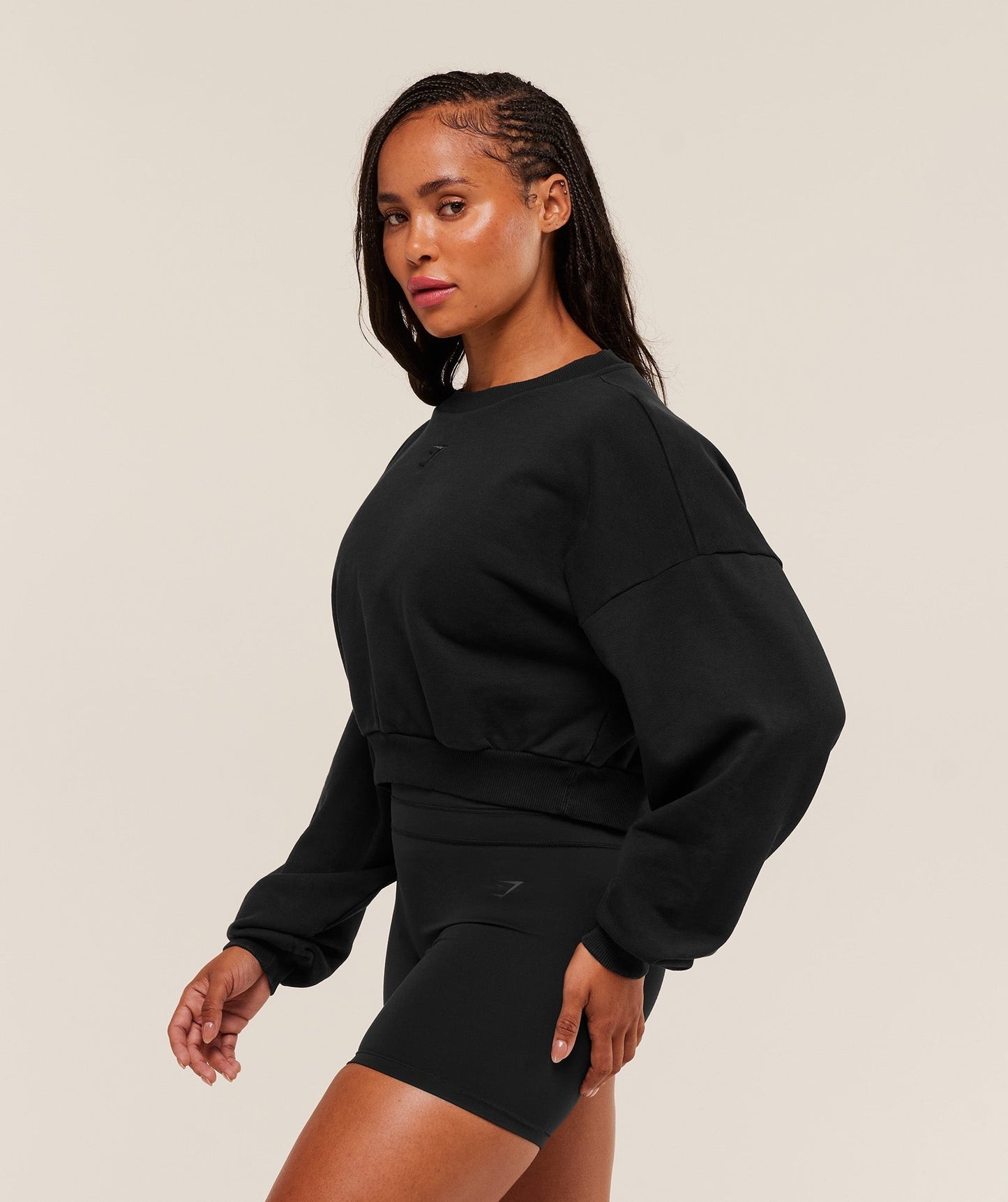 Gymshark Power Washed Sweat Top - Black/Acid Wash Small Ball