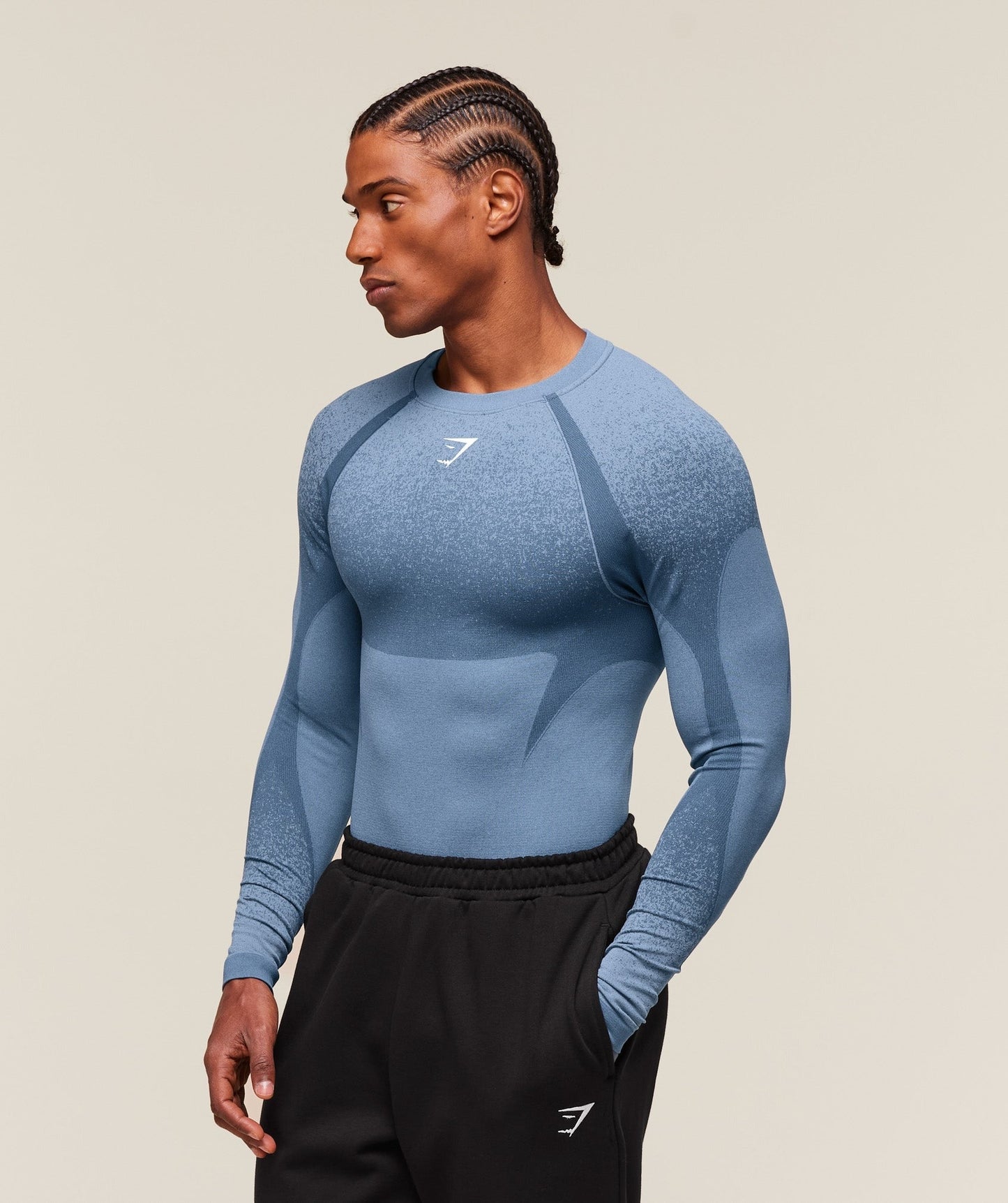 Gymshark Shadow Seamless Long Sleeve T-Shirt - Faded Blue