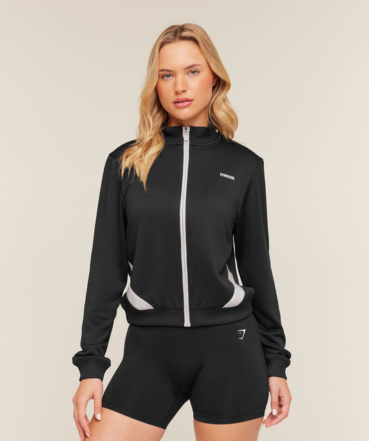 Gymshark Lightweight Tricot Zip Through Jacket - Black/Tinted White