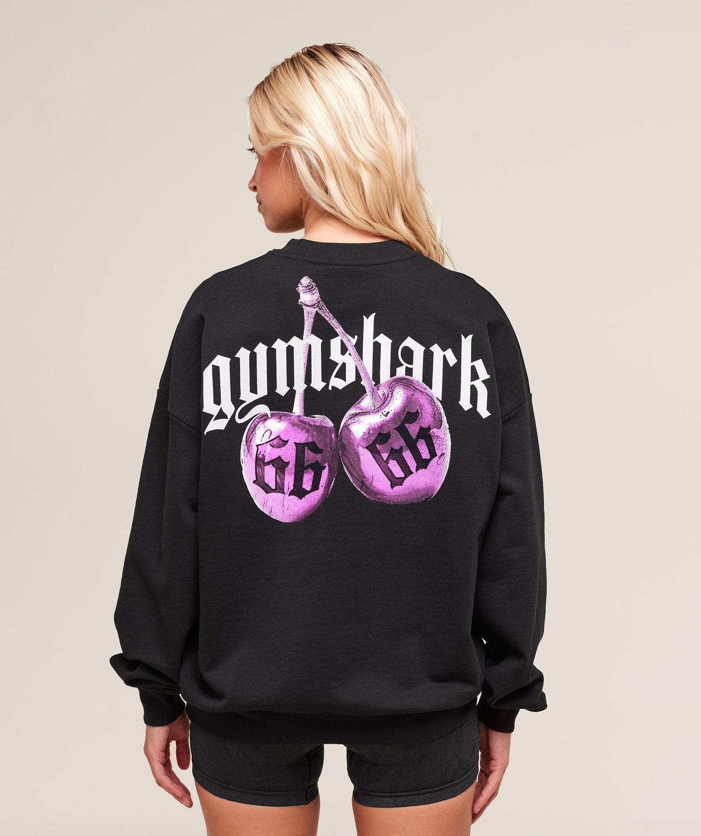 Gymshark Cherry Graphic Oversized Sweatshirt - Black