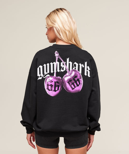 Gymshark Cherry Graphic Oversized Sweatshirt - Black
