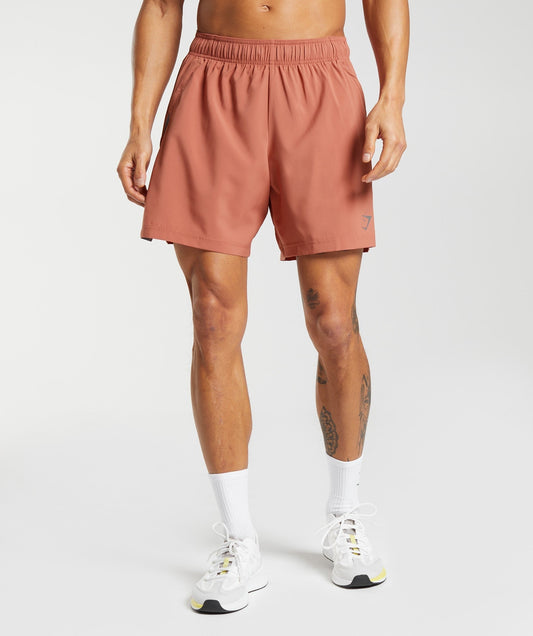 Gymshark Sport 7" Shorts - Persimmon Red/Silhouette Grey