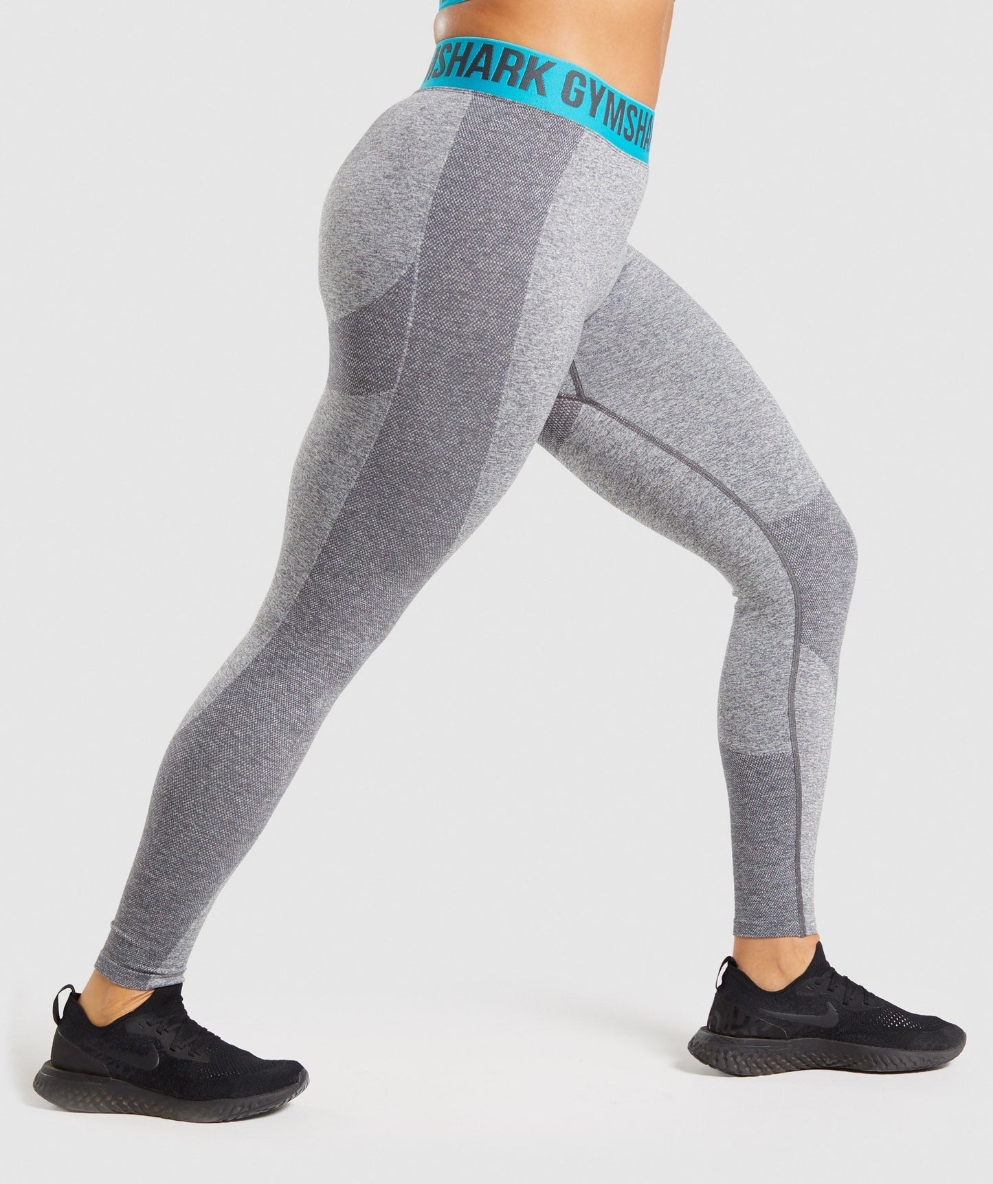 Gymshark Flex Leggings - Charcoal Marl/Teal
