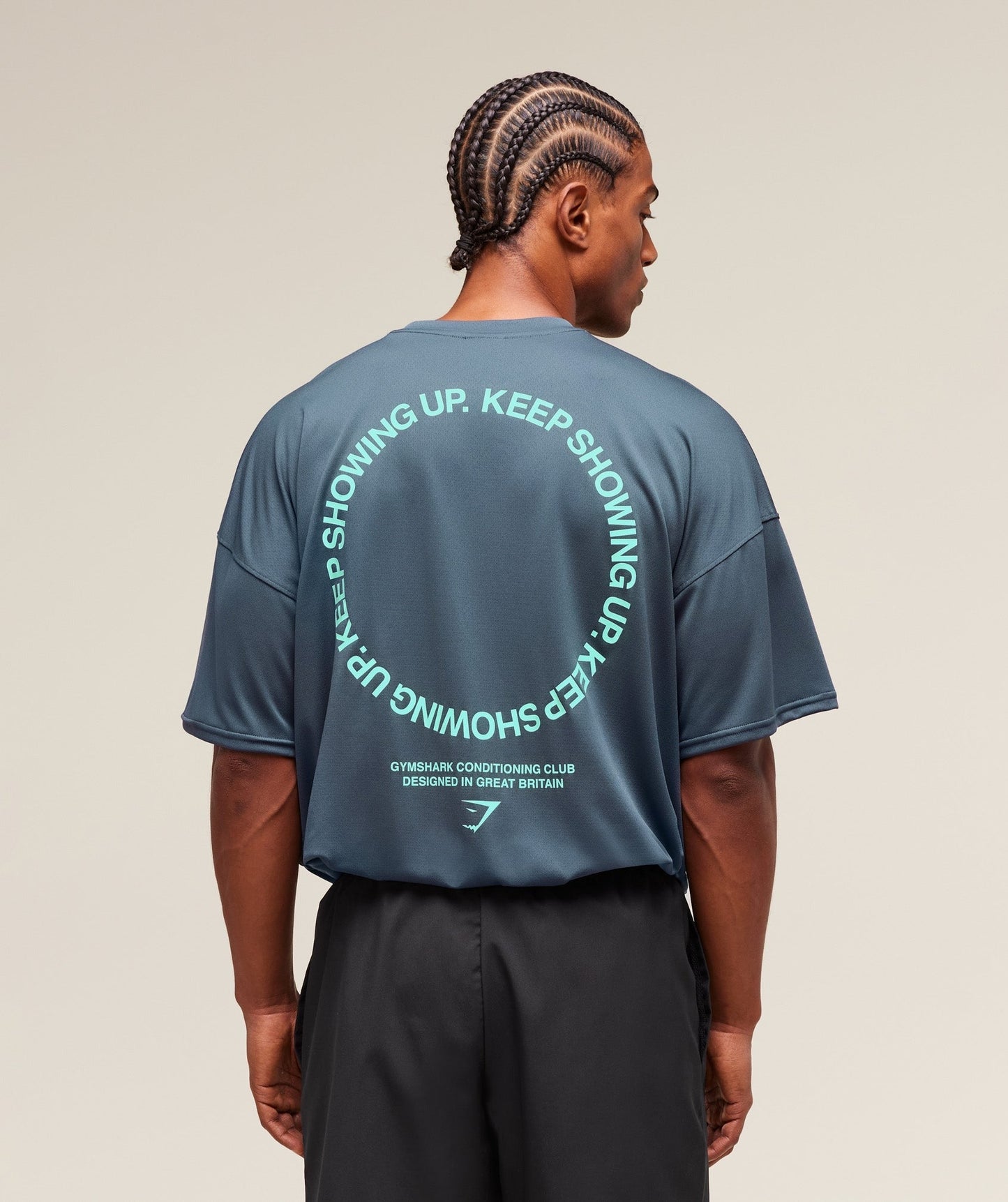 Gymshark Keep Showing Up T-Shirt - Titanium Blue