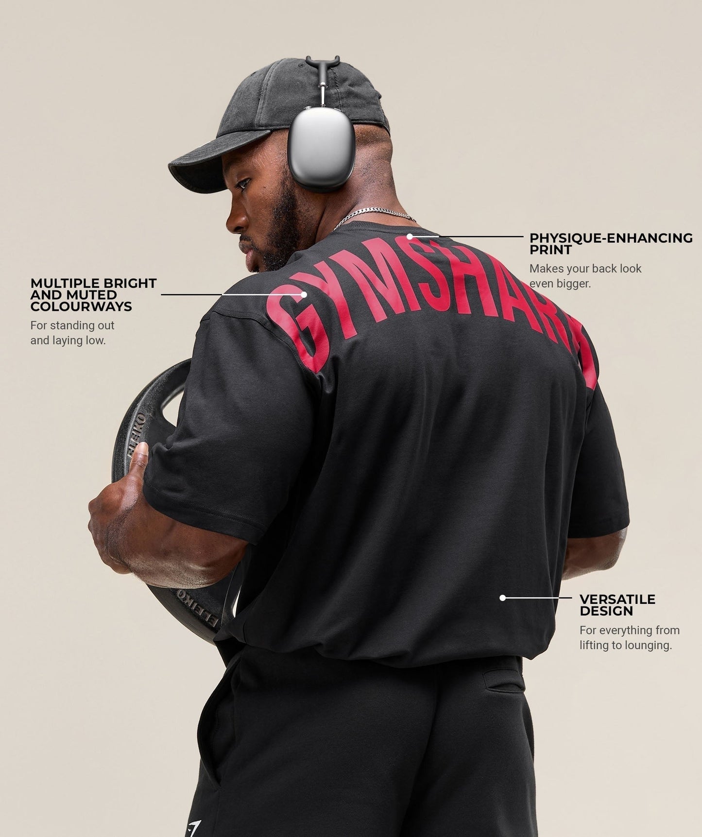 Gymshark Power T-Shirt - Black/Conditioning Red