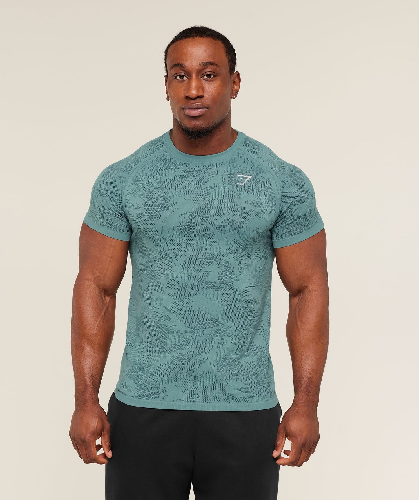 Gymshark Geo Seamless T-Shirt - Storm Blue / Stealth Blue