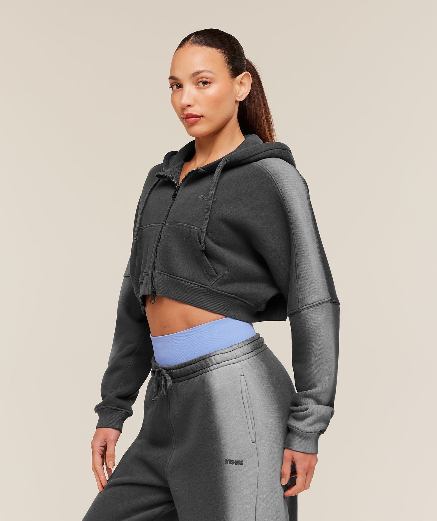 Gymshark Pump Washed Zip Through Hoodie - Onyx Grey/Stratus Grey