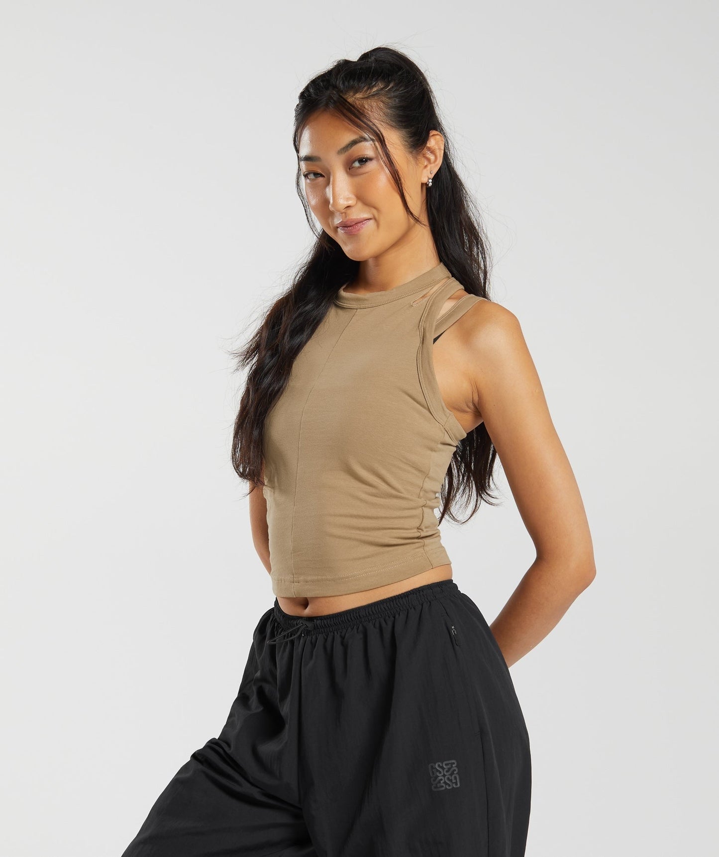 Gymshark Cotton Strappy Midi Tank - Deep Fawn Brown