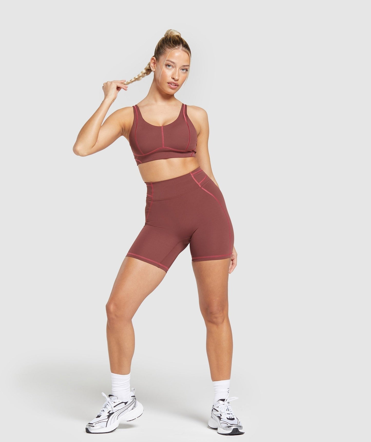 Gymshark Stitch Feature Shorts - Burgundy Brown