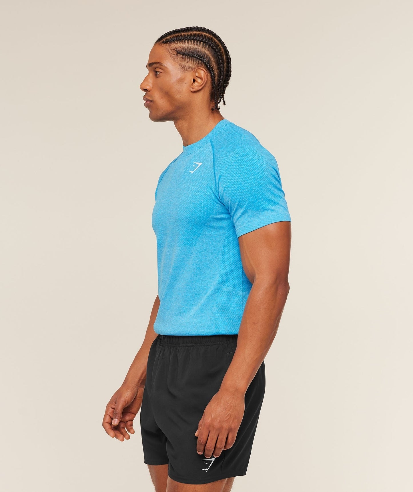 Gymshark Vital Seamless T-Shirt - White/Brand Blue