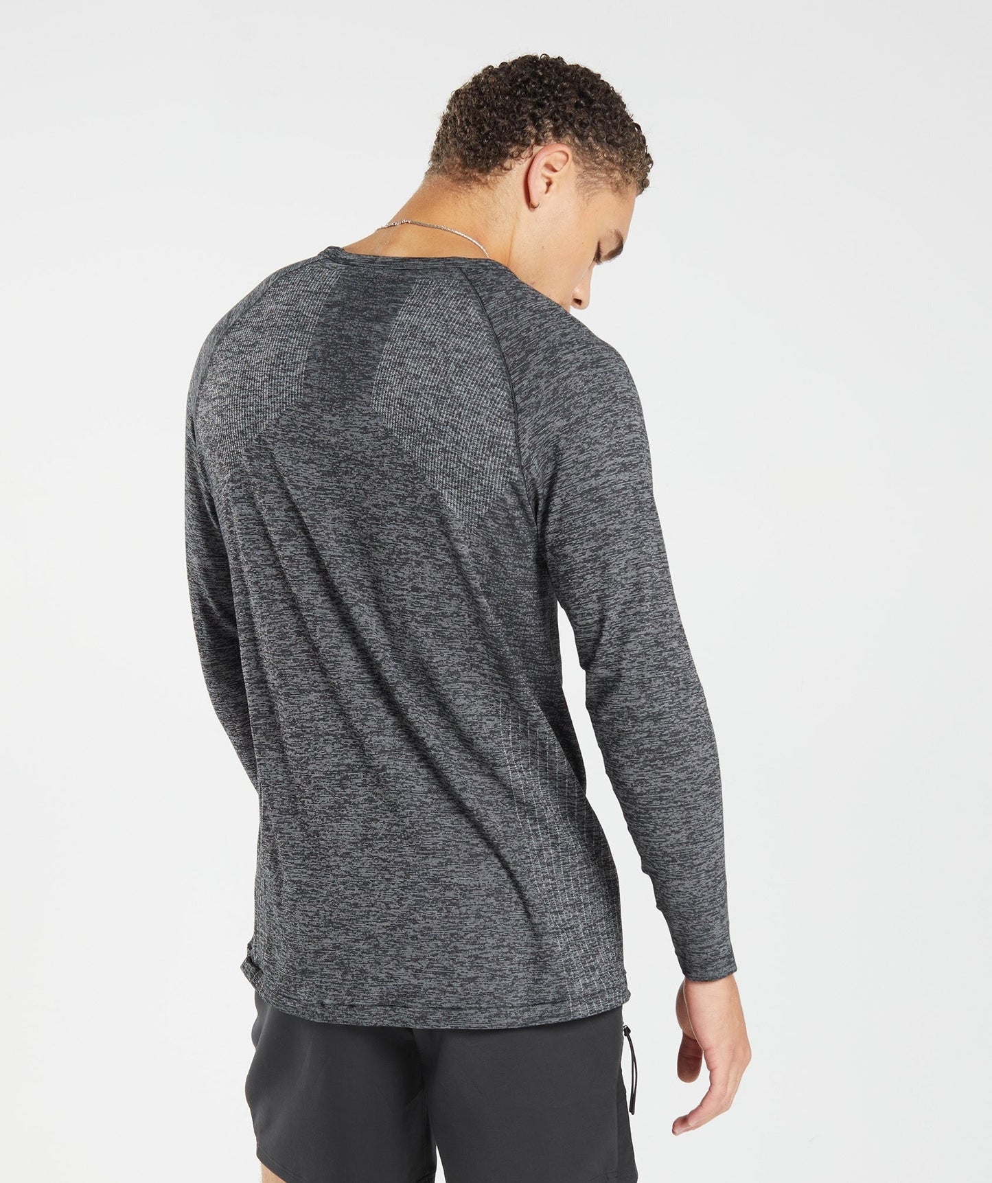 Gymshark Retake Seamless Long Sleeve T-Shirt - Black/White Marl
