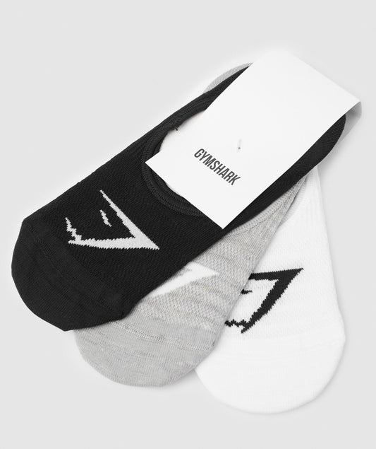 Gymshark No Show Socks 3pk - White/Light Grey Marl/Black