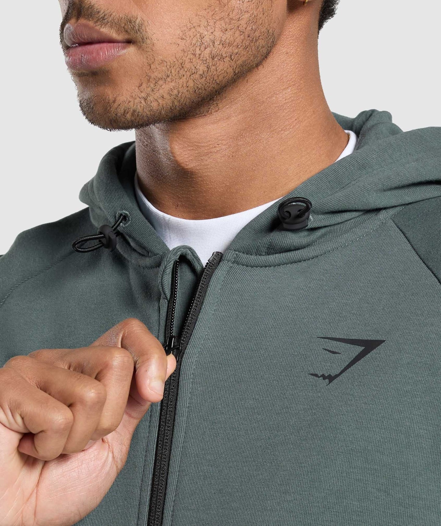 Gymshark Interlock Tech Zip Up Hoodie - Slate Teal