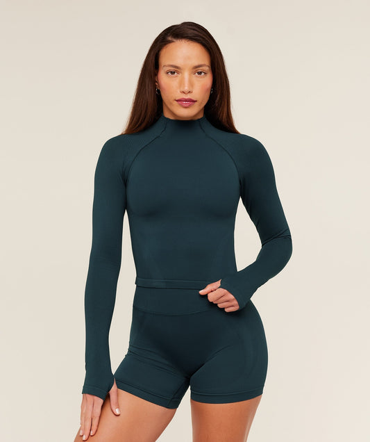 Gymshark Weekend Seamless Long Sleeve Top - Deep Petrol Blue / Stealth Blue