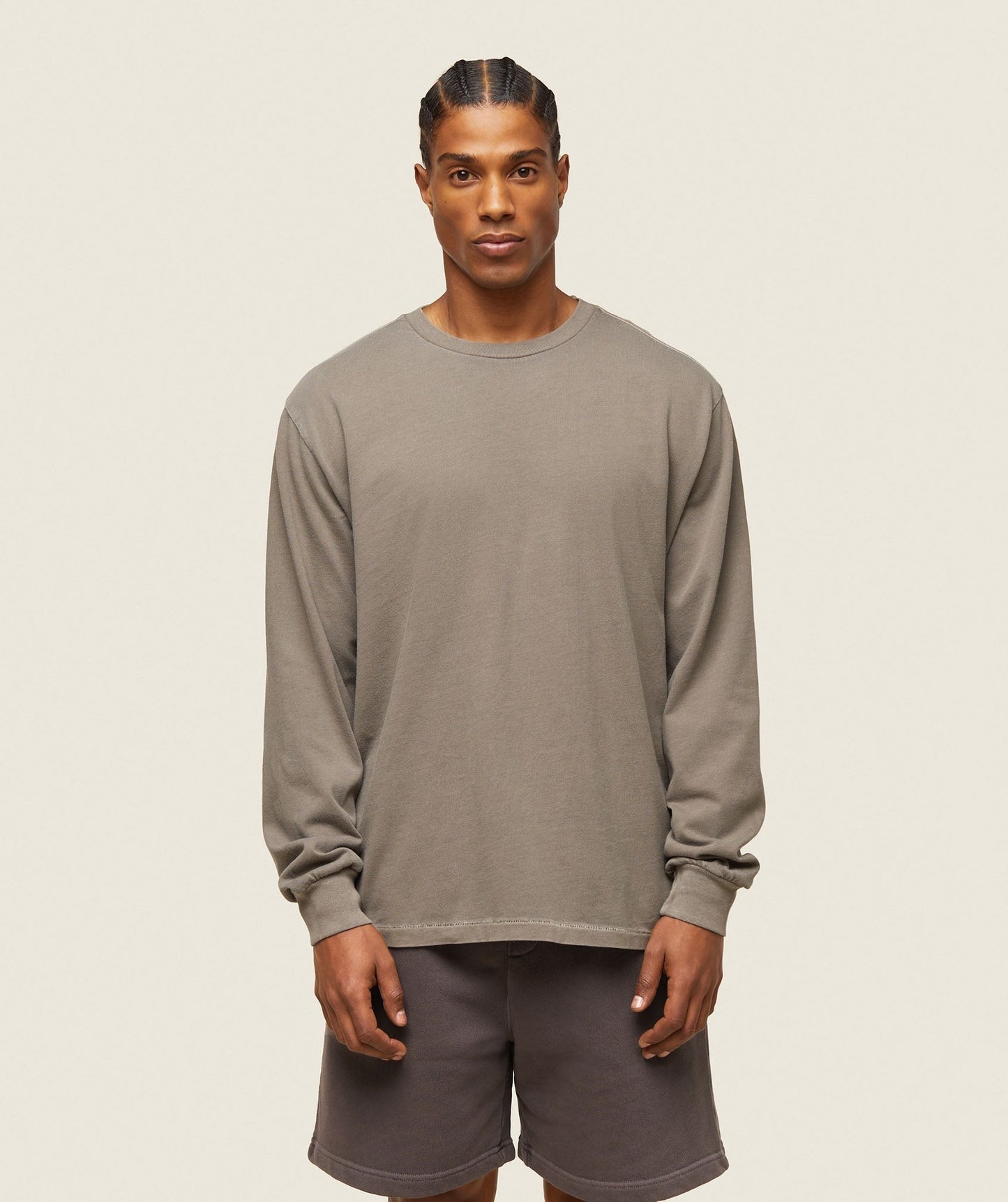 Gymshark everywear Relaxed Long Sleeve Tee - Linen Brown