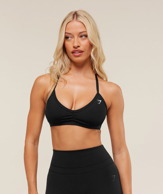 Gymshark High Gloss Minimal Sports Bra - Black