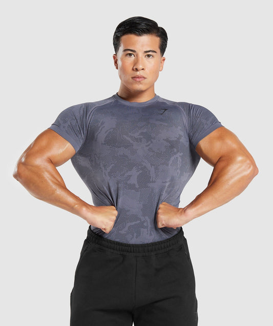 Gymshark Geo Seamless T-Shirt - Dewberry Purple/Black