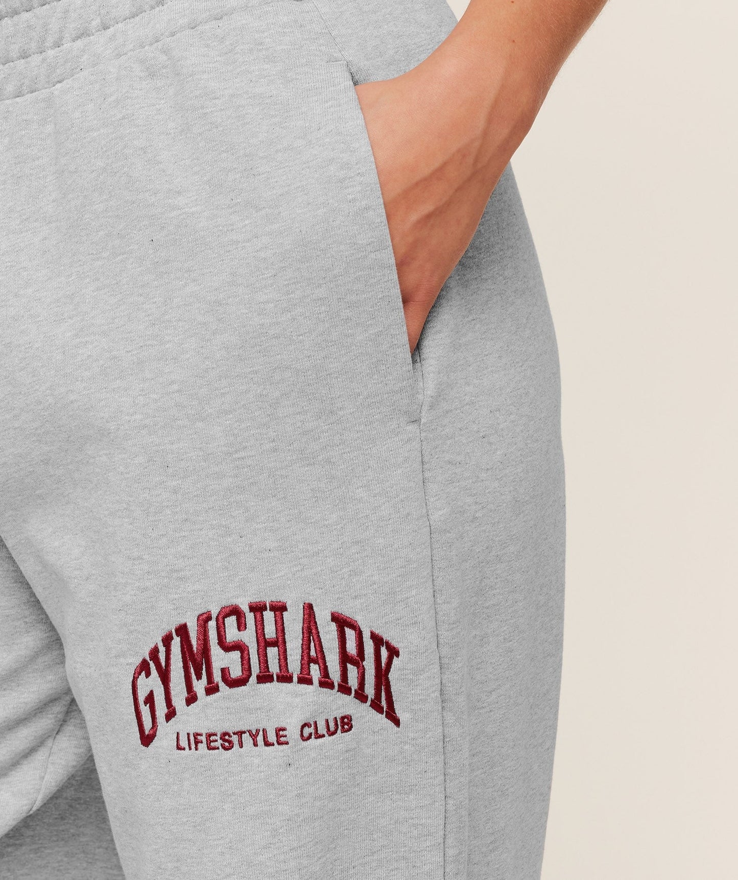 Gymshark Collegiate Graphic Straight Leg Joggers - Light Grey Core Marl