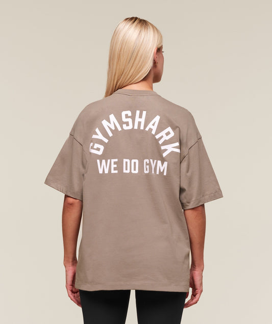 Gymshark We Do Gym Graphic Oversized T-Shirt - Lifestyle Brown